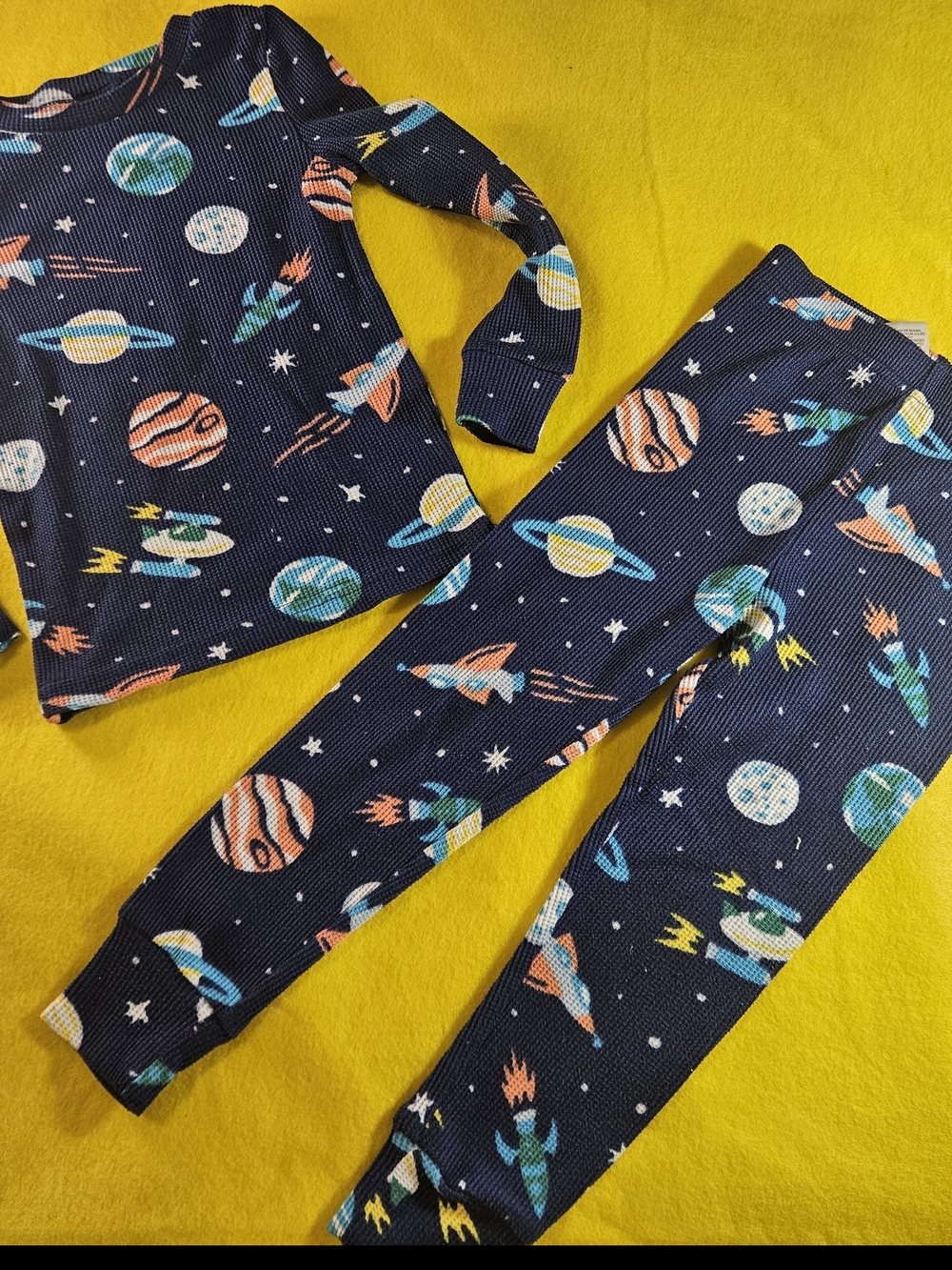 Kids Space Rocket Navy Pajama Set- 4t